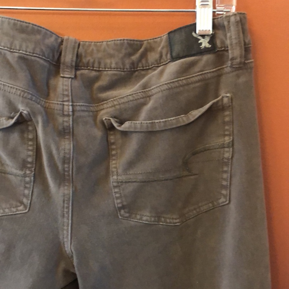 American Eagle, AEO Sateen Jeggings, 10 Short, Grey/Brown